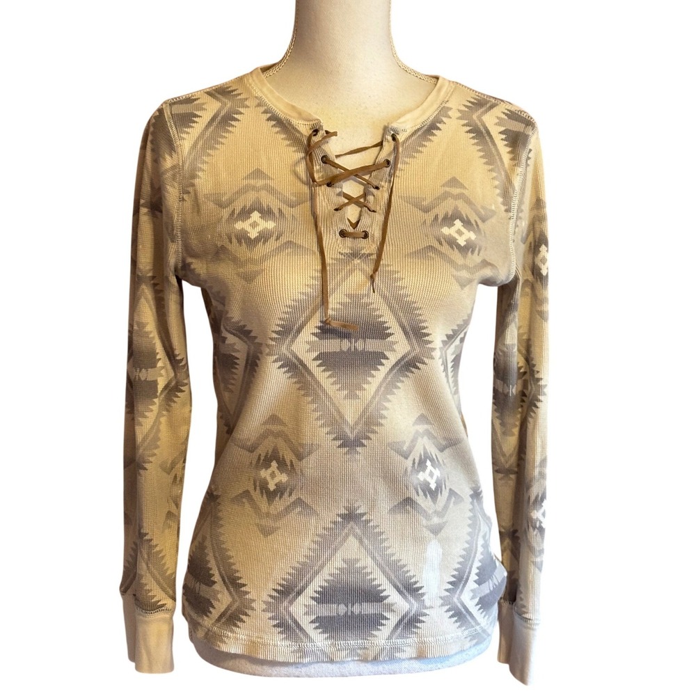 LRL Lauren Jean Co. Southwestern Lace Up Thermal Size M Southwestern Aztec